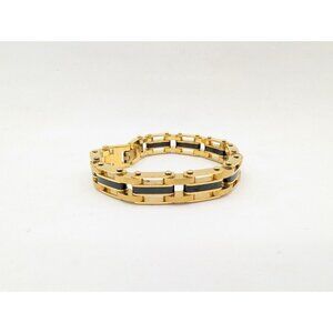 Inox Bracelet gold tone with black marked 316 L stainless steel men's link chain